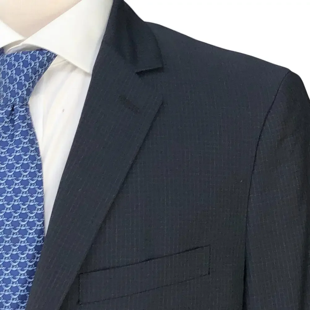 Theory Mens Size 40R Sport Coat Wellar Blazer Jacket Slim Fit Micro Check Black
